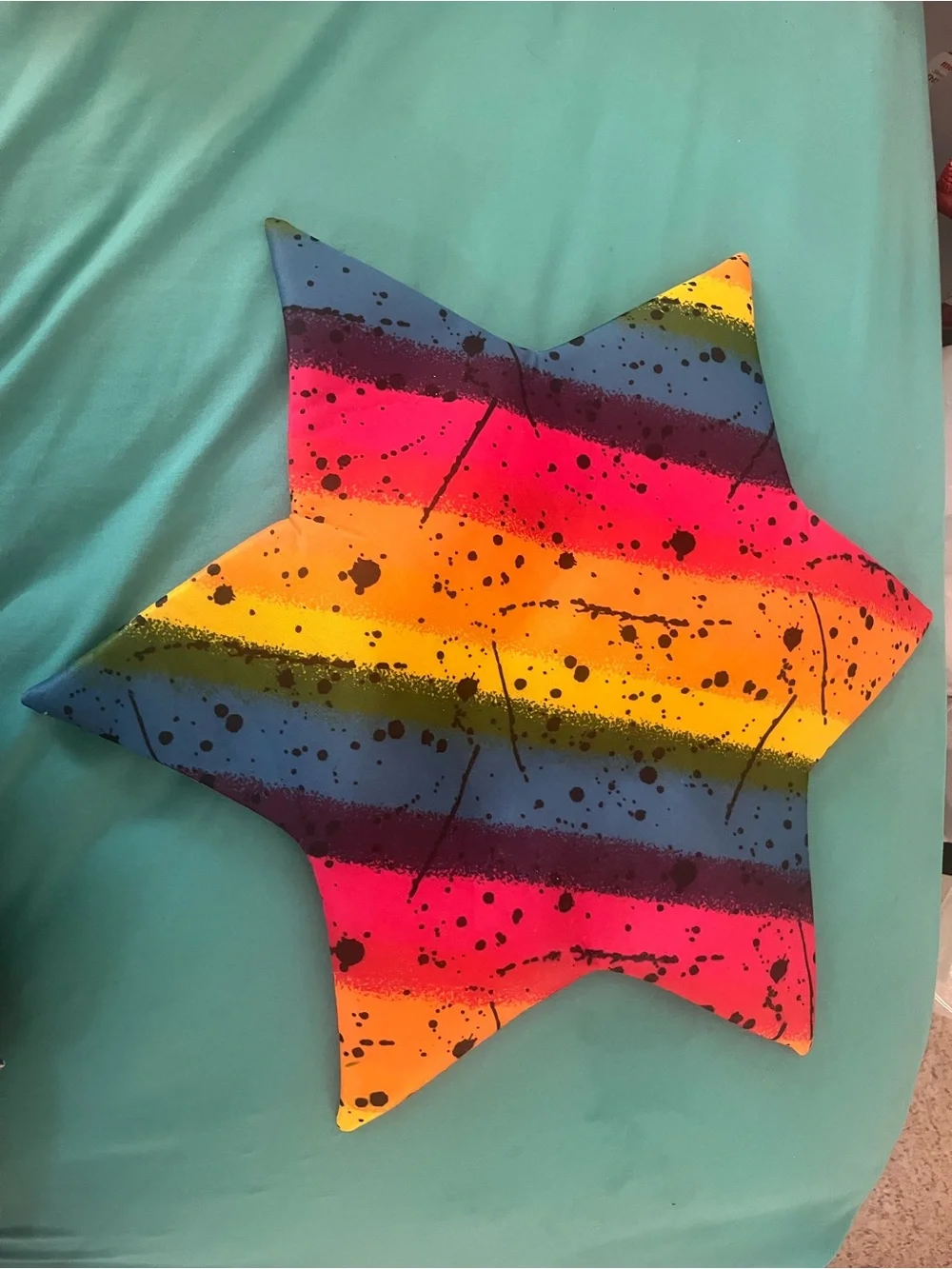 Star-Shaped Decorative Clown Hat with Rainbow Stripes